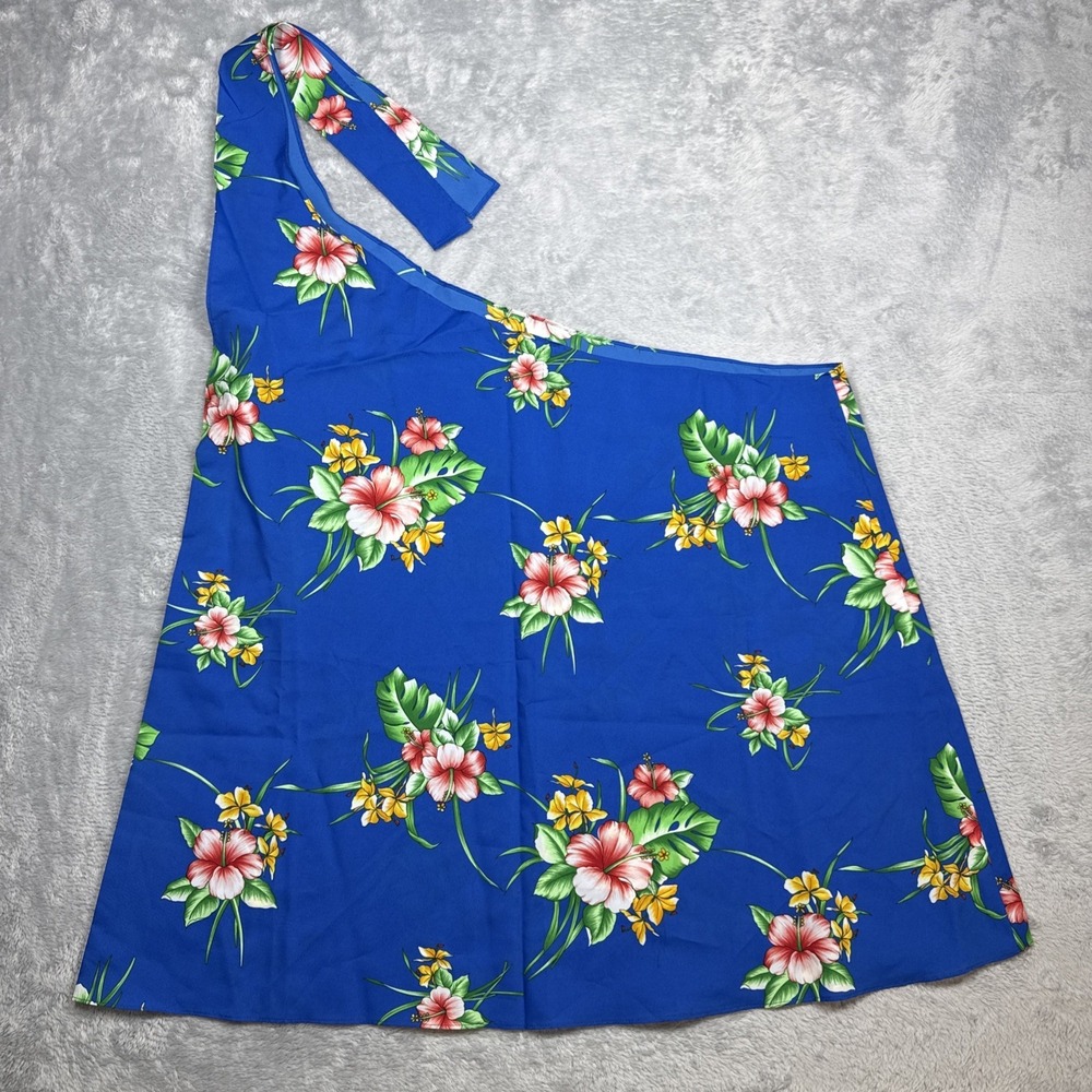 Vintage Hawaiian Cover Up Dress Medium Blue Catherines Honolulu Swim Beach Flaws